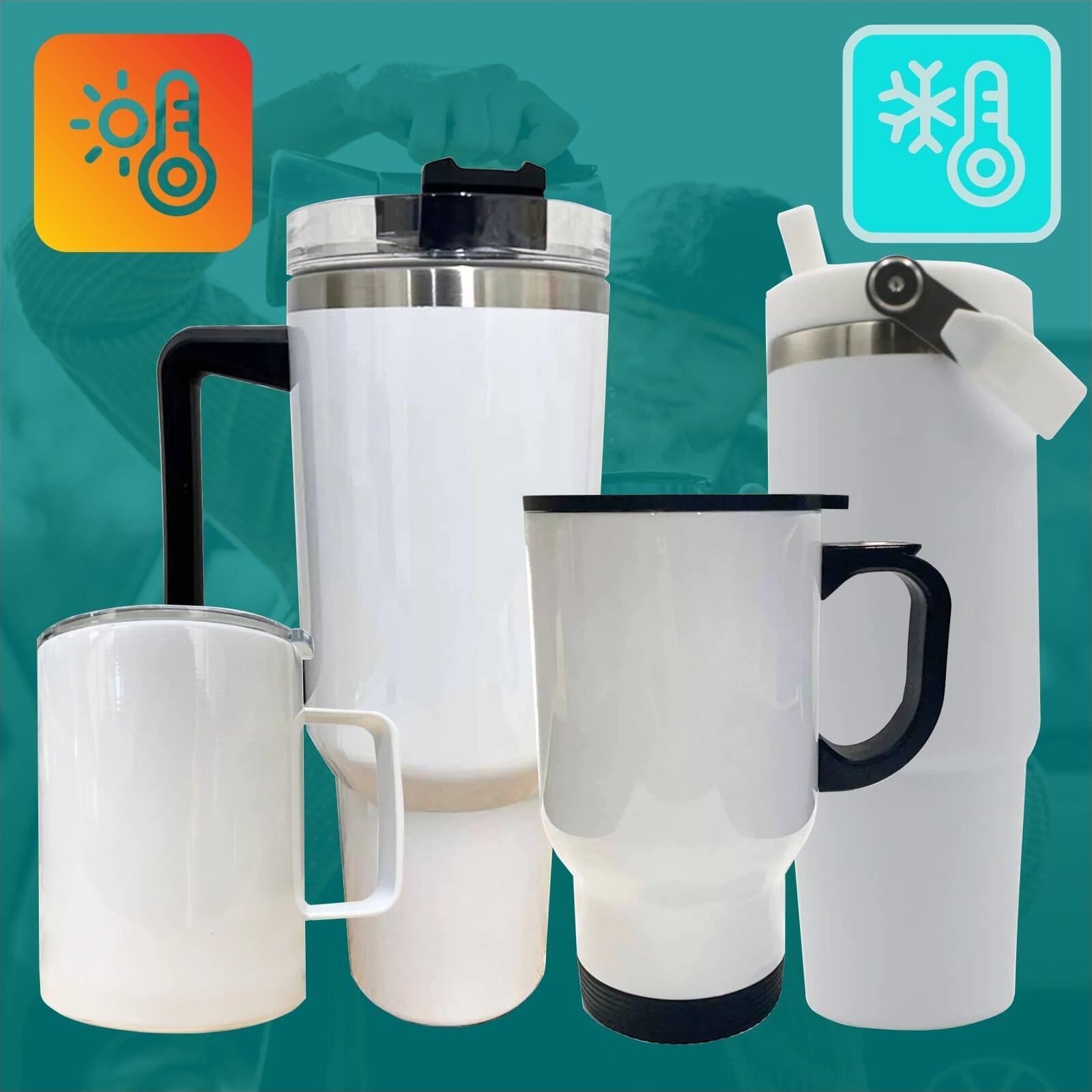 Custom printed stainless steel double-wall insulated travel mugs and tumblers