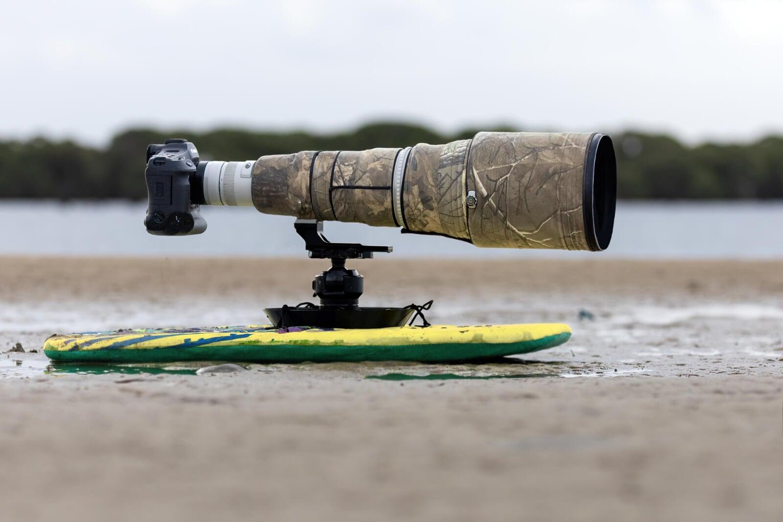 A canon 600mm f4 IS USM II and eos R1 on the TalonFab StridePod A canon 600mm f4 IS USM II and eos R1 on the TalonFab StridePod