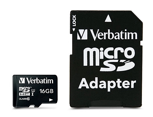 Verbatim Micro SDHC 16GB (Class 10) with Adaptor Up to 45MB/Sec 300X read speed