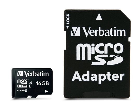 Verbatim Micro SDHC 16GB (Class 10) with Adaptor Up to 45MB/Sec 300X read speed