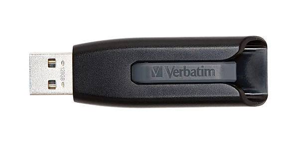 Verbatim Store'n'Go V3 USB 3.2 SuperSpeed Drive 128GB - Backup Storage, Grey, Windows, Mac, Linux Compatible