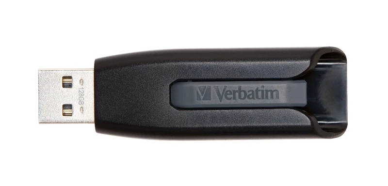 Verbatim Store'n'Go V3 USB 3.2 SuperSpeed Drive 128GB - Backup Storage, Grey, Windows, Mac, Linux Compatible