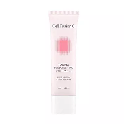 Lightweight, glowing finish of CELL FUSION C toning sunscreen