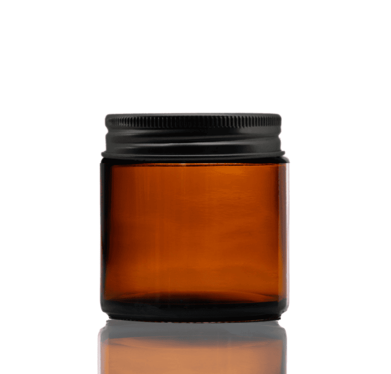 100ml Amber Glass Jar-Aluminium matte Black Lid/Tray (120)