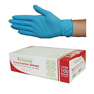 Livingstone Universal Nitrile Examination Gloves Powder Free Blue Pack of 100 Livingstone Universal Nitrile Examination Gloves Powder Free Blue Pack of 100