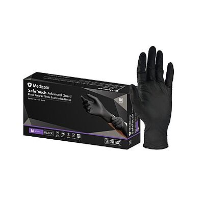 Medicom SafeTouch Advanced Guard Nitrile Gloves Black Pack Of 100 Medicom SafeTouch Advanced Guard Nitrile Gloves Black Pack Of 100