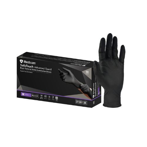 Medicom SafeTouch Advanced Guard Nitrile Gloves Black Pack Of 100