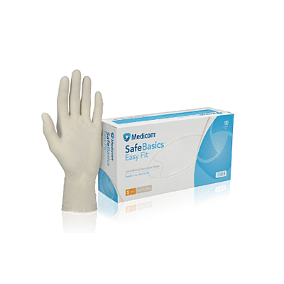 Medicom SafeBasics Easy Fit Latex Medical Examination Powder Free Gloves Pack Of 100 Medicom SafeBasics Easy Fit Latex Medical Examination Powder Free Gloves Pack Of 100