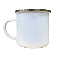 Camping Mug 10oz Enamel with silver rim
