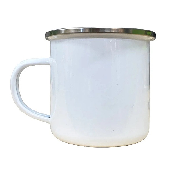 Camping Mug 10oz Enamel with silver rim