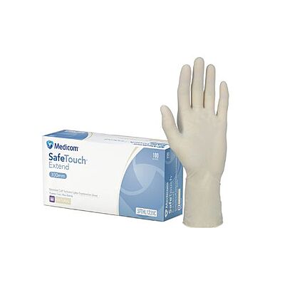 Medicom SafeTouch Extended Cuff Textured Latex Examination Gloves Natural Pack Of 100 Medicom SafeTouch Extended Cuff Textured Latex Examination Gloves Natural Pack Of 100