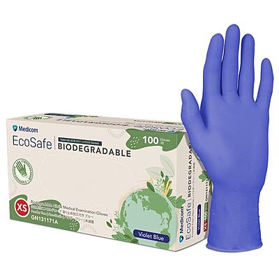 Medicom EcoSafe Biodegradable Nitrile Medical Examination Gloves Violet Blue Pack Of 100 Medicom EcoSafe Biodegradable Nitrile Medical Examination Gloves Violet Blue Pack Of 100