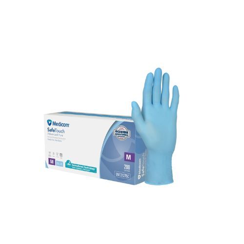 Medicom SafeTouch Advanced Pure Accelerator Free Examination Gloves Blue Pack Of 200 Medicom SafeTouch Advanced Pure Accelerator Free Examination Gloves Blue Pack Of 200