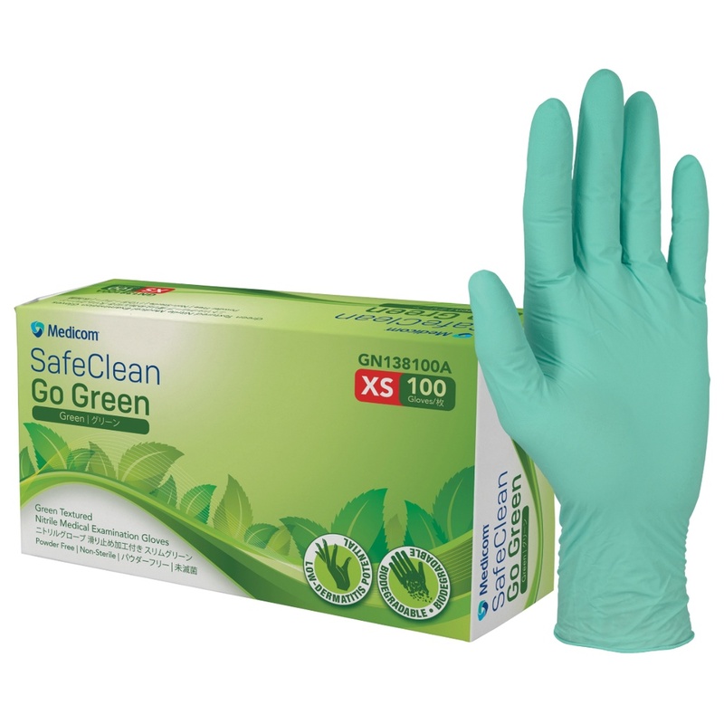 Medicom SafeClean Go Green Biodegradable Textured Nitrile Examination Gloves Pack Of 100 Medicom SafeClean Go Green Biodegradable Textured Nitrile Examination Gloves Pack Of 100