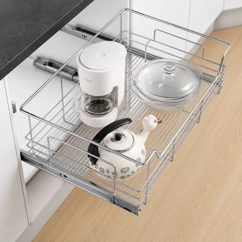 Chrome Wire Pull-out Baskets 135mm 500mm