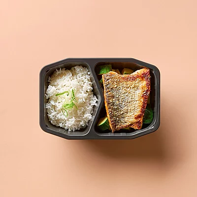 Japanese Sesame Soy-Glazed Salmon With Rice, Zucchini