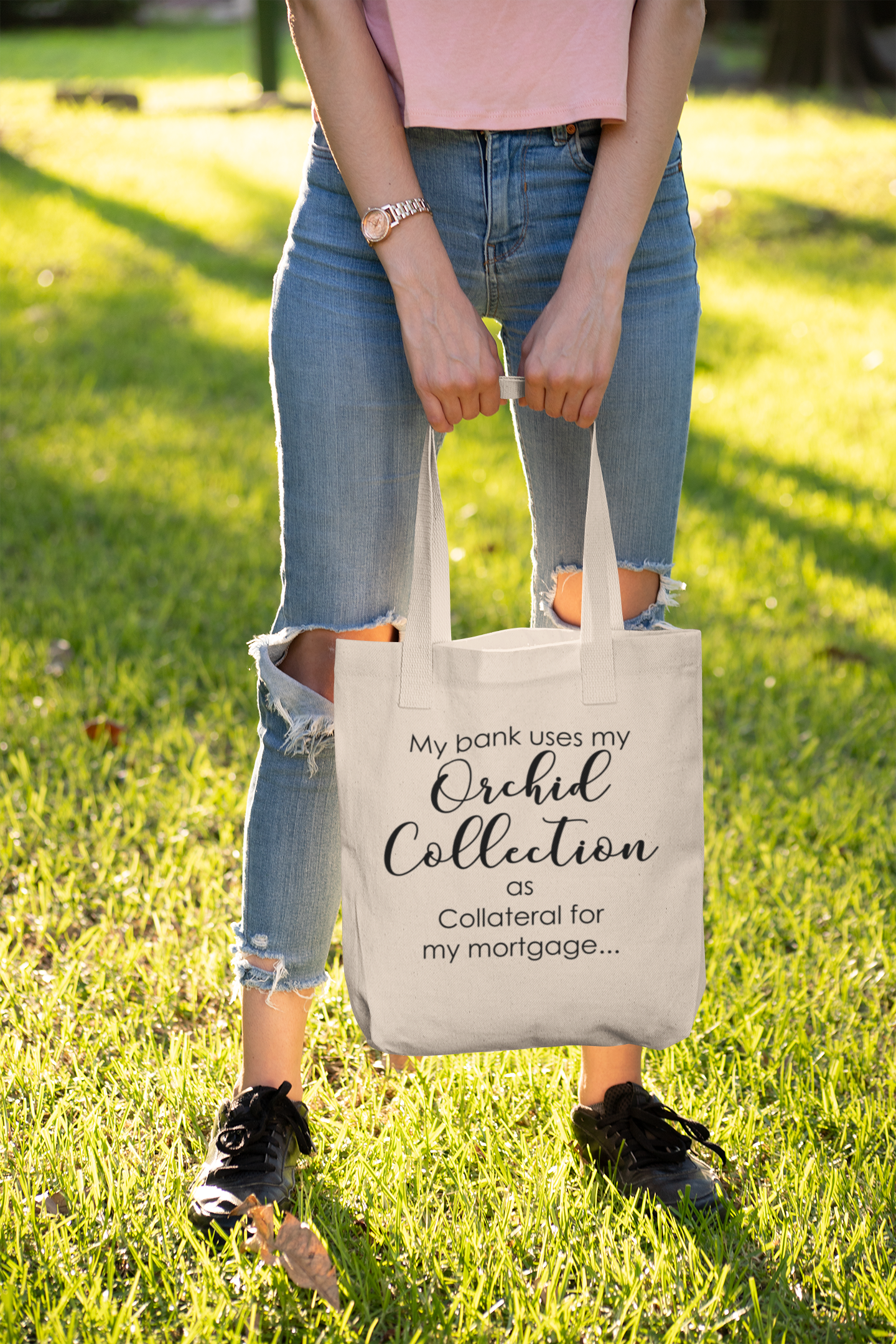 My Bank Manager Orchids As Mortgage Medium Tote Bag My Bank Manager Orchids As Mortgage Medium Tote Bag