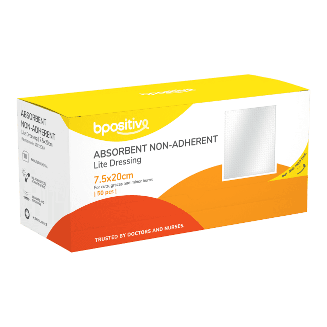 Bpositive Lite Non Adhesive Absorbent Dressing 7.5x20cm Box Of 50 Bpositive Lite Non Adhesive Absorbent Dressing 7.5x20cm Box Of 50