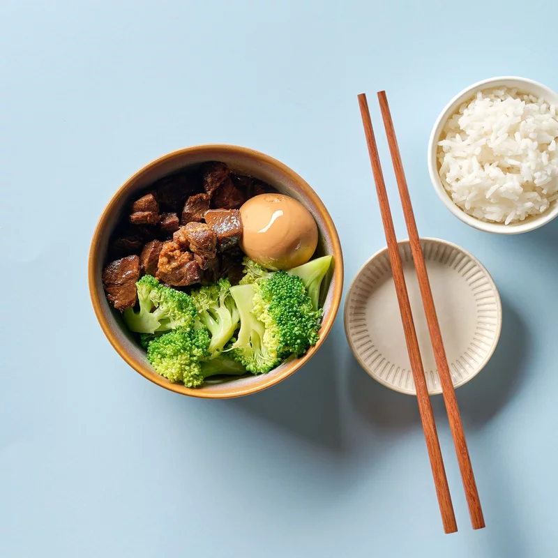 Vietnamese Pork, Egg Stew, Thịt Kho, Rice, Broccoli