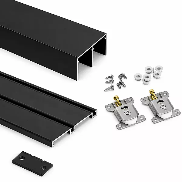 Wardrobe 3-Door Track & Roller Kit 3.0m – Black