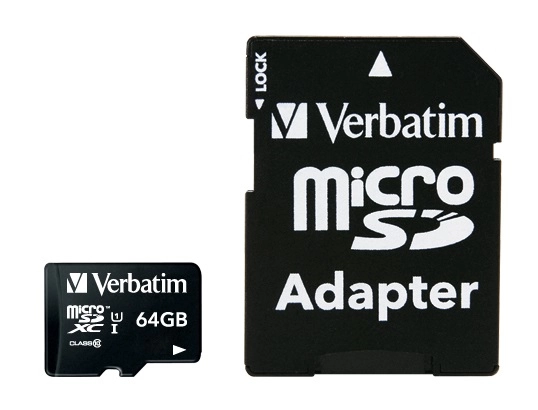 Verbatim 64GB Micro Sdxc Card Class 10 Uhs-I With Adaptor Up to 45MB/Sec 300X read speed