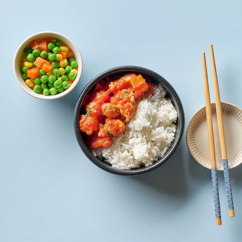 Vietnamese Chicken Ragu With Rice, Mixed Vegetables