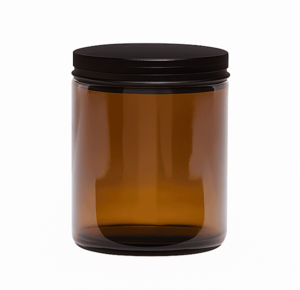 250 ml Amber Glass Jar - with ALUMINIUM Black Lid