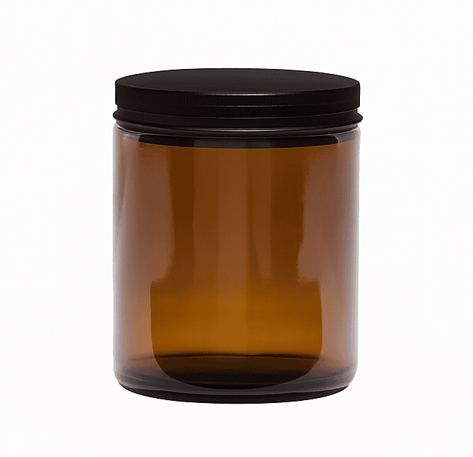 250 ml Amber Glass Jar - with ALUMINIUM Black Lid