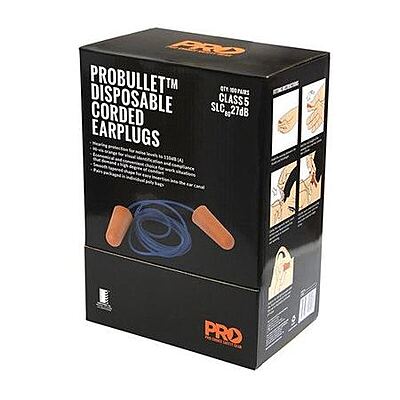 ProChoice Probullet Earplugs Corded Pack of 100 Pairs