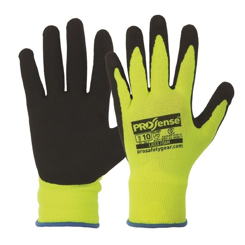 ProChoice LFN Hi Vis Yellow Latex Foam Gloves Size 9