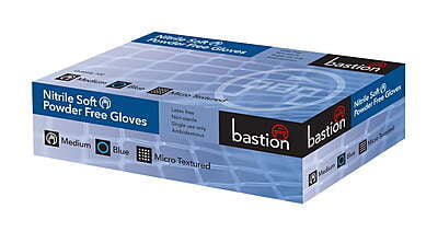 Bastion Nitrile Soft Examination Gloves Powder Free Blue Pack of 100 Bastion Nitrile Soft Examination Gloves Powder Free Blue Pack of 100
