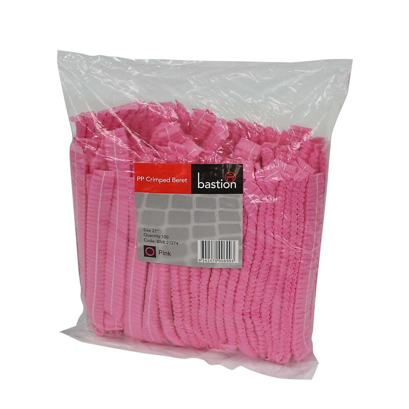 Bastion Polypropylene Crimped Beret 21" Pink Carton of 1000 Bastion Polypropylene Crimped Beret 21" Pink Carton of 1000