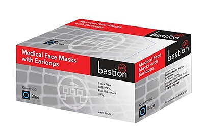 Bastion Surgical Disposable Face Masks Level 2 Pack of 50