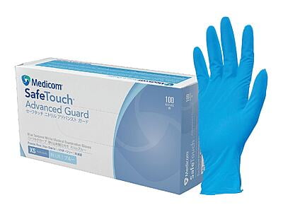 Medicom Safetouch Advanced Guard Blue Nitrile Examination Glove Box of 100 Medicom Safetouch Advanced Guard Blue Nitrile Examination Glove Box of 100