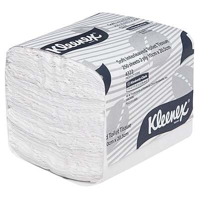 Kleenex Toilet Tissues Interleaved Soft 2 Ply 20.5x10cm 250 Sheet Carton of 36
