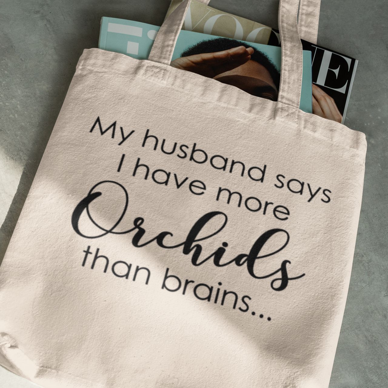 Husband Says More Orchids Than Brains Orchid Medium Tote Bag Husband Says More Orchids Than Brains Orchid Medium Tote Bag