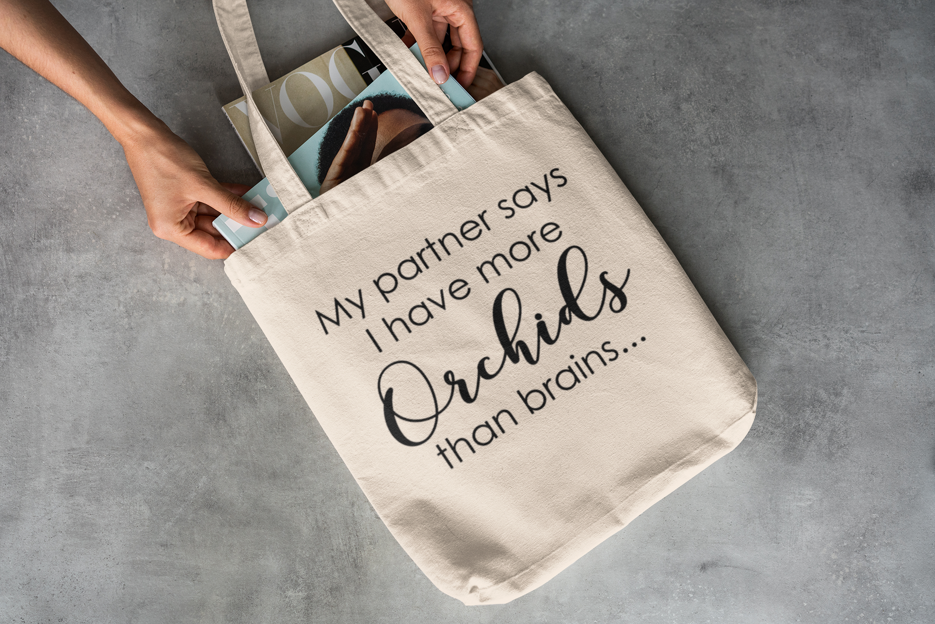 Partner Says More Orchids Than Brains Orchid Medium Tote Bag