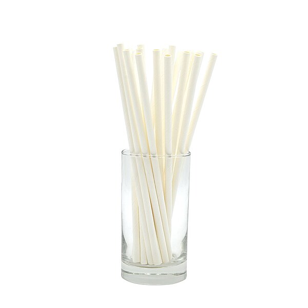 Earth Essentials Paper Straws White Regular 205mm