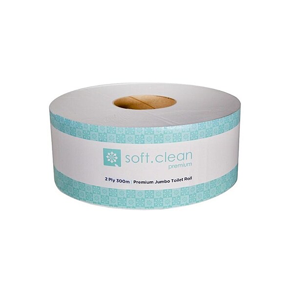 Soft Clean Jumbo Roll 2 Ply Toilet Paper [8 x 300mtrs]