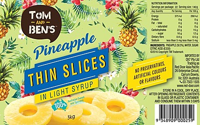 Tom & Ben's™ Pineapple Thin Slices L/Syrup 6 x 3kg