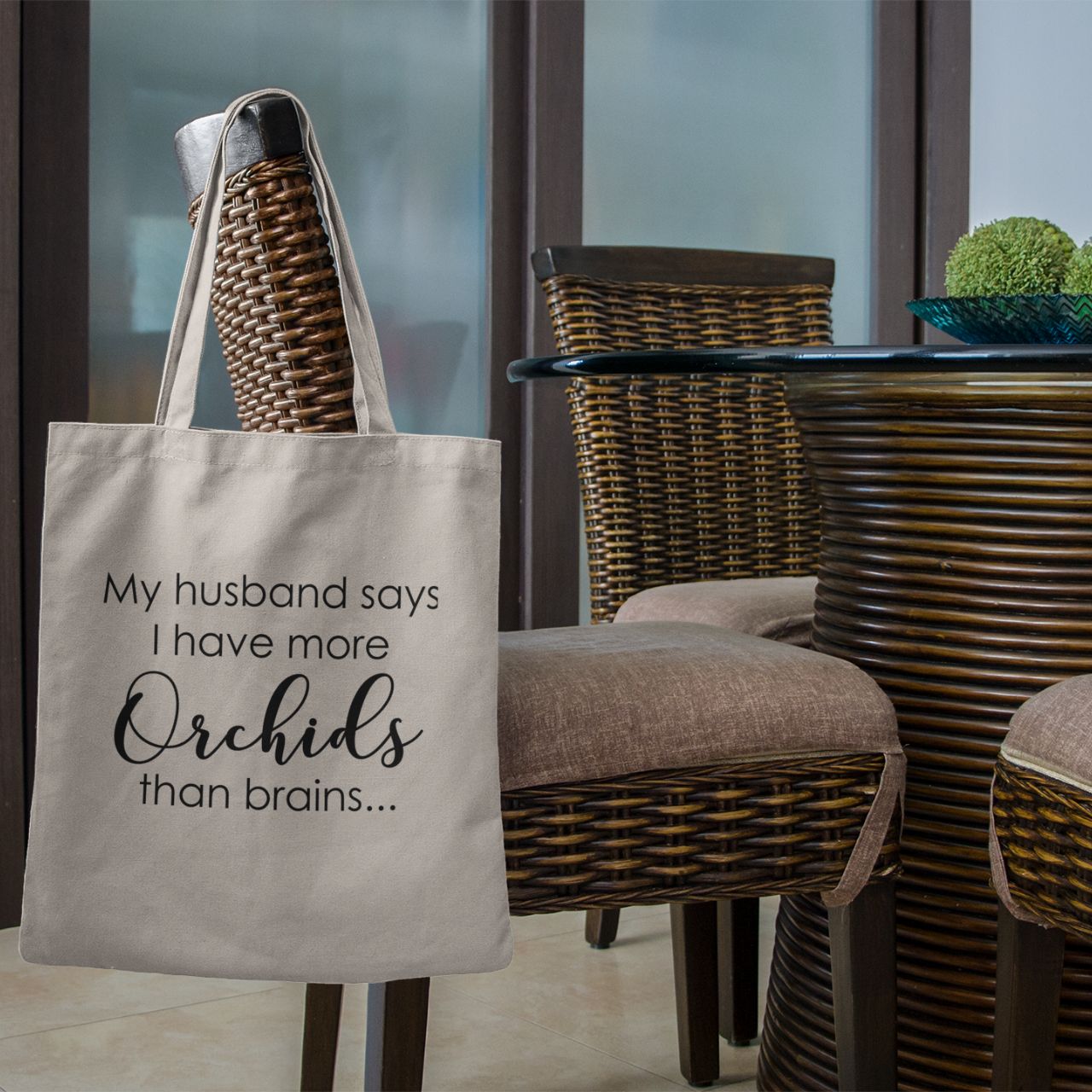 Husband Says More Orchids Than Brains Orchid Medium Tote Bag Husband Says More Orchids Than Brains Orchid Medium Tote Bag