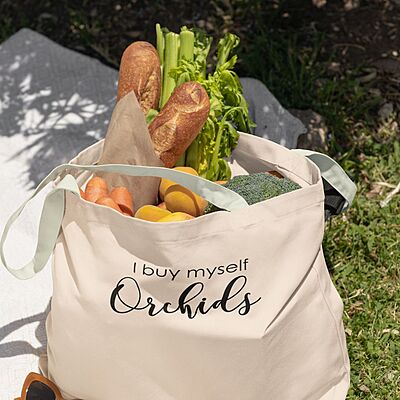 I Buy Myself Orchids Medium Tote Bag