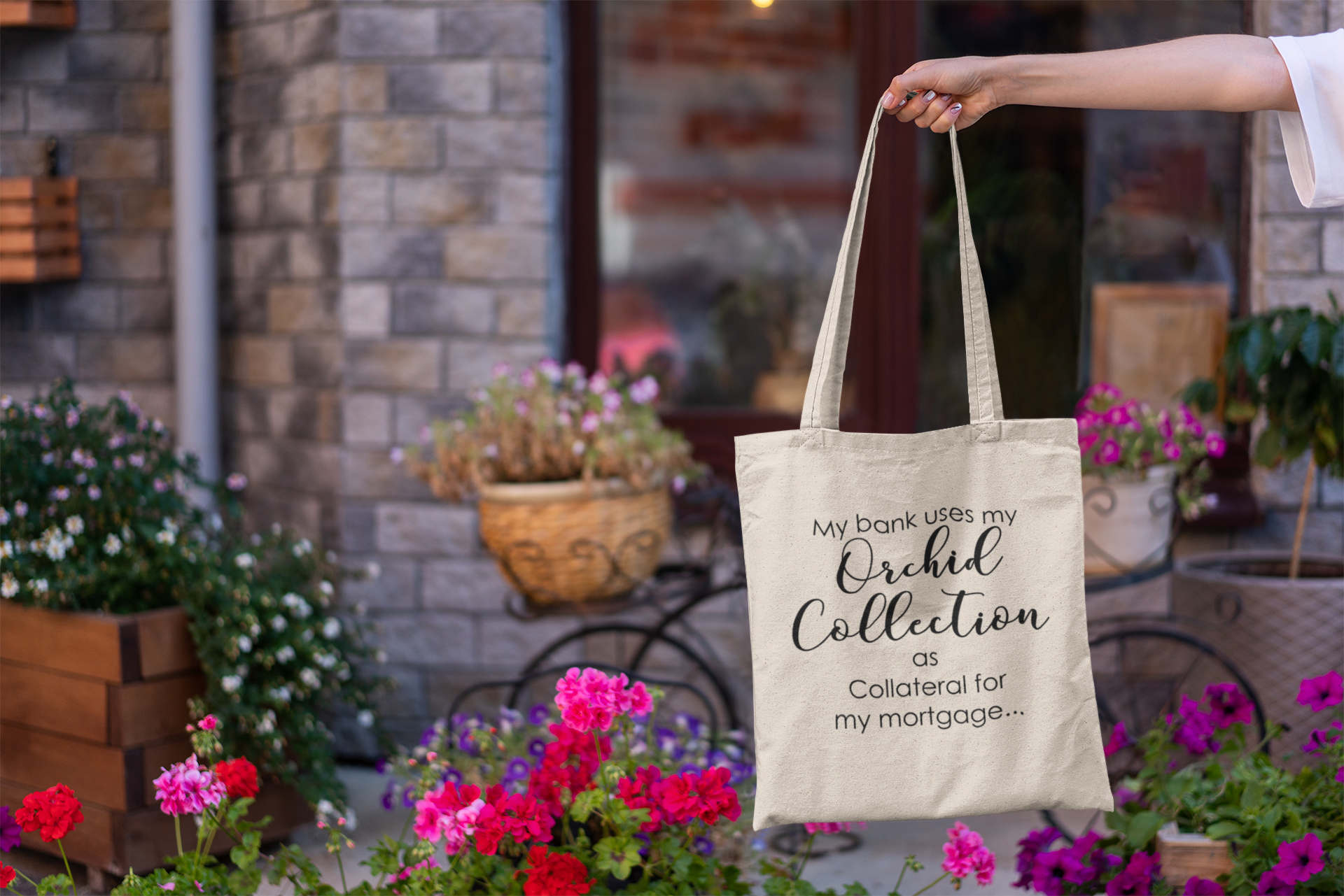 My Bank Manager Orchids As Mortgage Medium Tote Bag My Bank Manager Orchids As Mortgage Medium Tote Bag