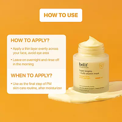 7 essential vitamins featured in BELIF Super Knights Vitamin Mask
