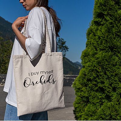 I Buy Myself Orchids Medium Tote Bag