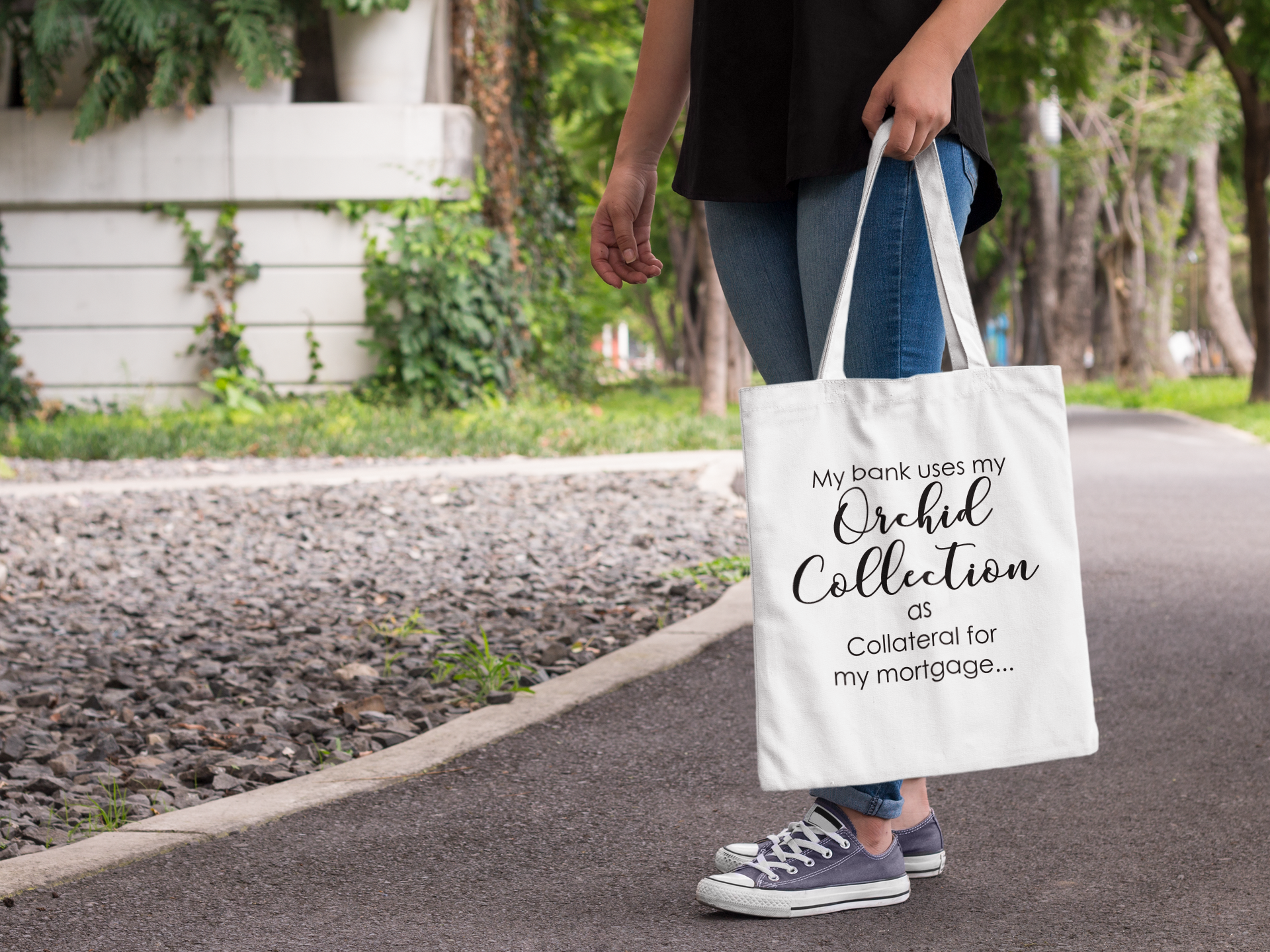 My Bank Manager Orchids As Mortgage Medium Tote Bag My Bank Manager Orchids As Mortgage Medium Tote Bag
