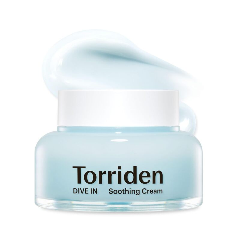 TORRIDEN Dive-In Low-Molecular Hyaluronic Acids Soothing Cream in a sleek blue jar