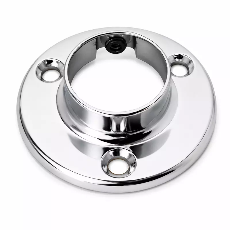 Round Rail End Flange – Chrome