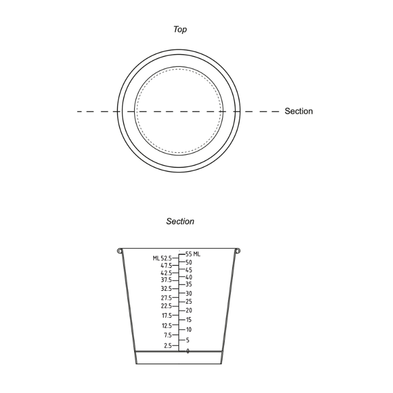 Graduated Paper Cups Single Wall 60ml With 2.5ml Increments Carton Of 2000