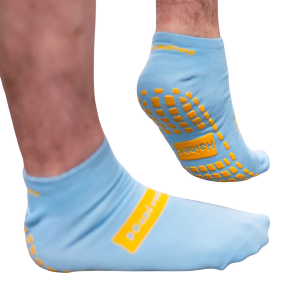 Haines SallySock Non-Slip Patient Socks Large Yellow Grips Carton of 100 Pairs Haines SallySock Non-Slip Patient Socks Large Yellow Grips Carton of 100 Pairs